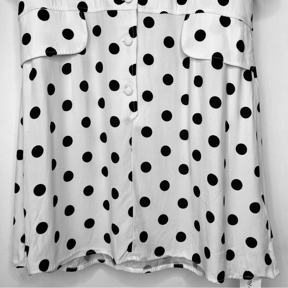 RIXO London Laura Button Down Mini Dress in Black & White Polka Dot XL - Picture 7 of 12
